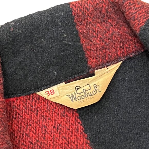 Men’s Vintage Woolrich hunting jacket red/black wool 1980s - Picture 2 of 4